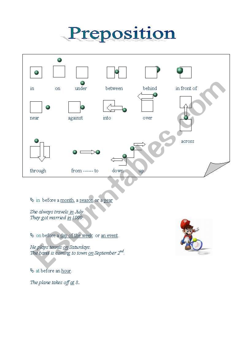 Prepositions worksheet