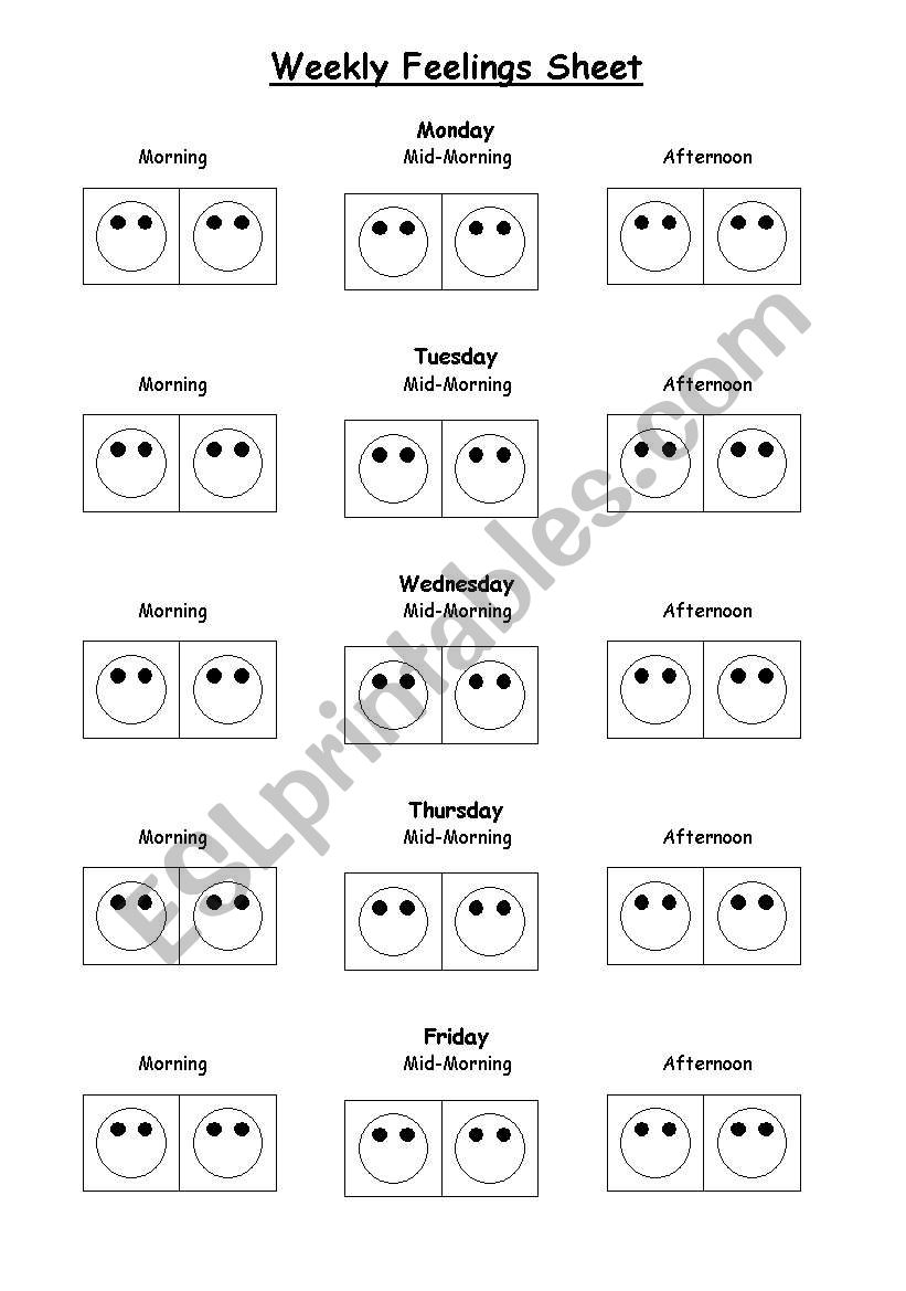 feelings sheet worksheet