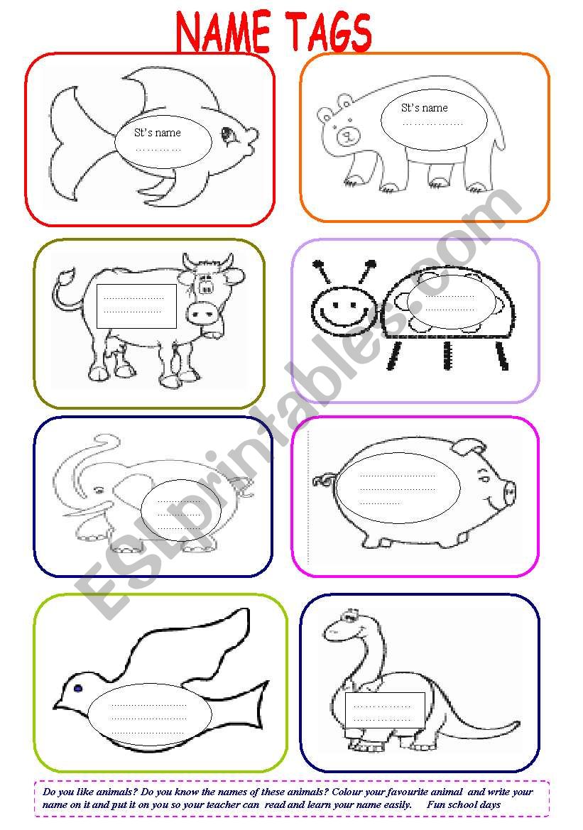 Name tags worksheet Name tags worksheet
