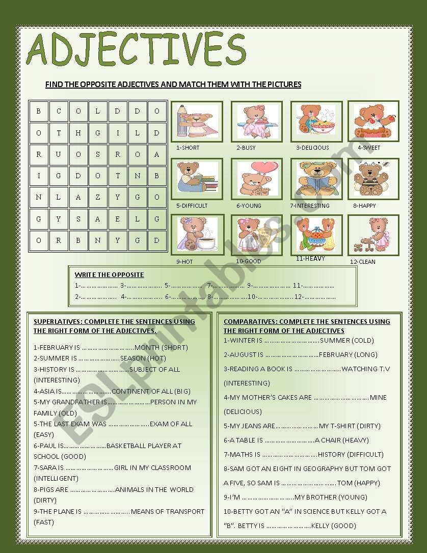 OPPOSITE ADJECTIVES worksheet