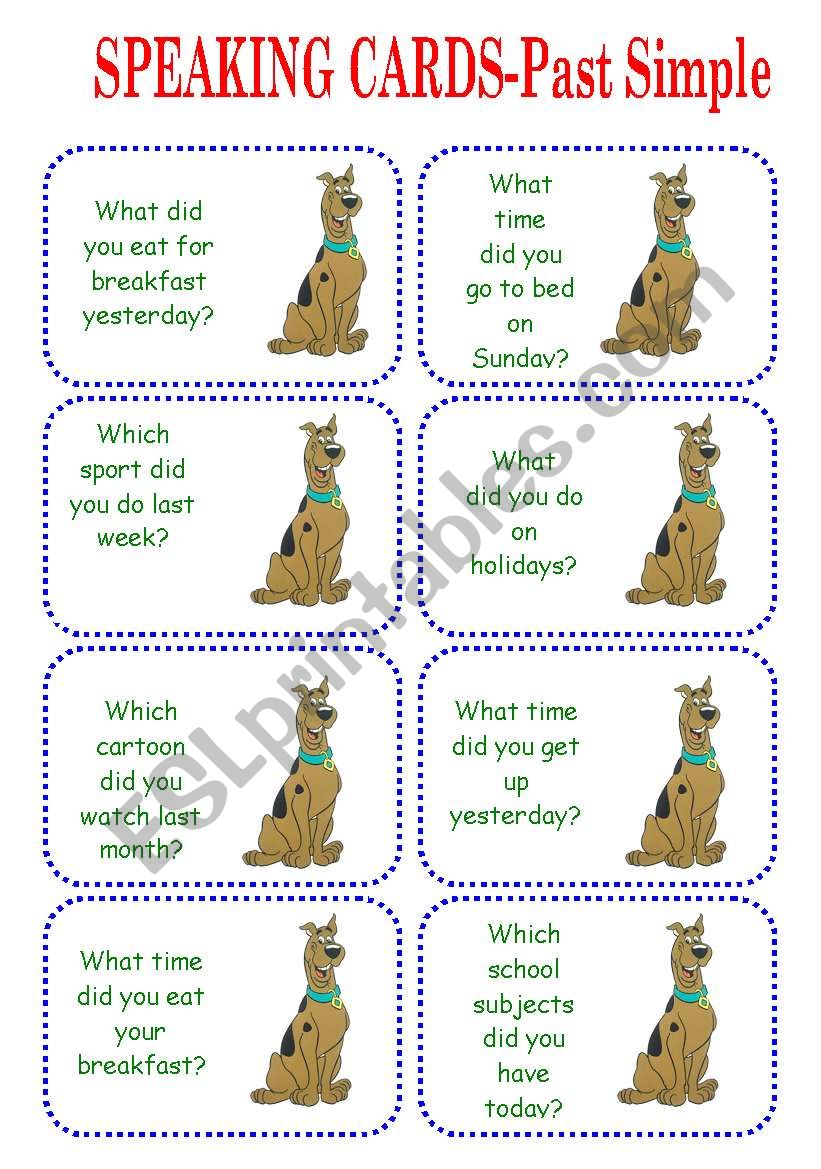 speaking cards - PAST SIMPLE worksheet