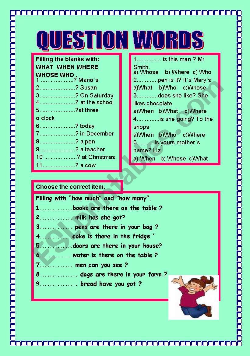 QUESTION WORDS worksheet