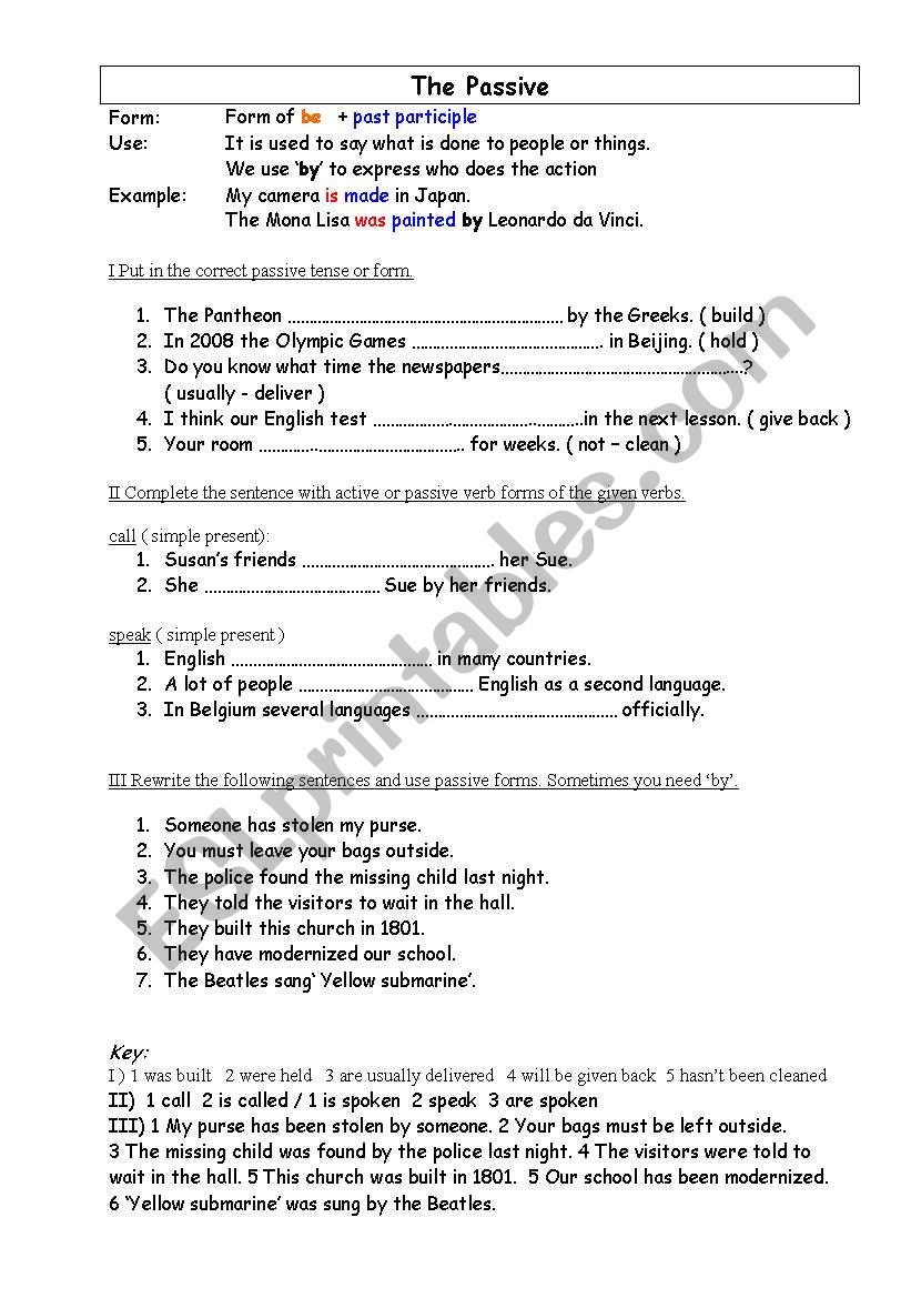 The passive worksheet