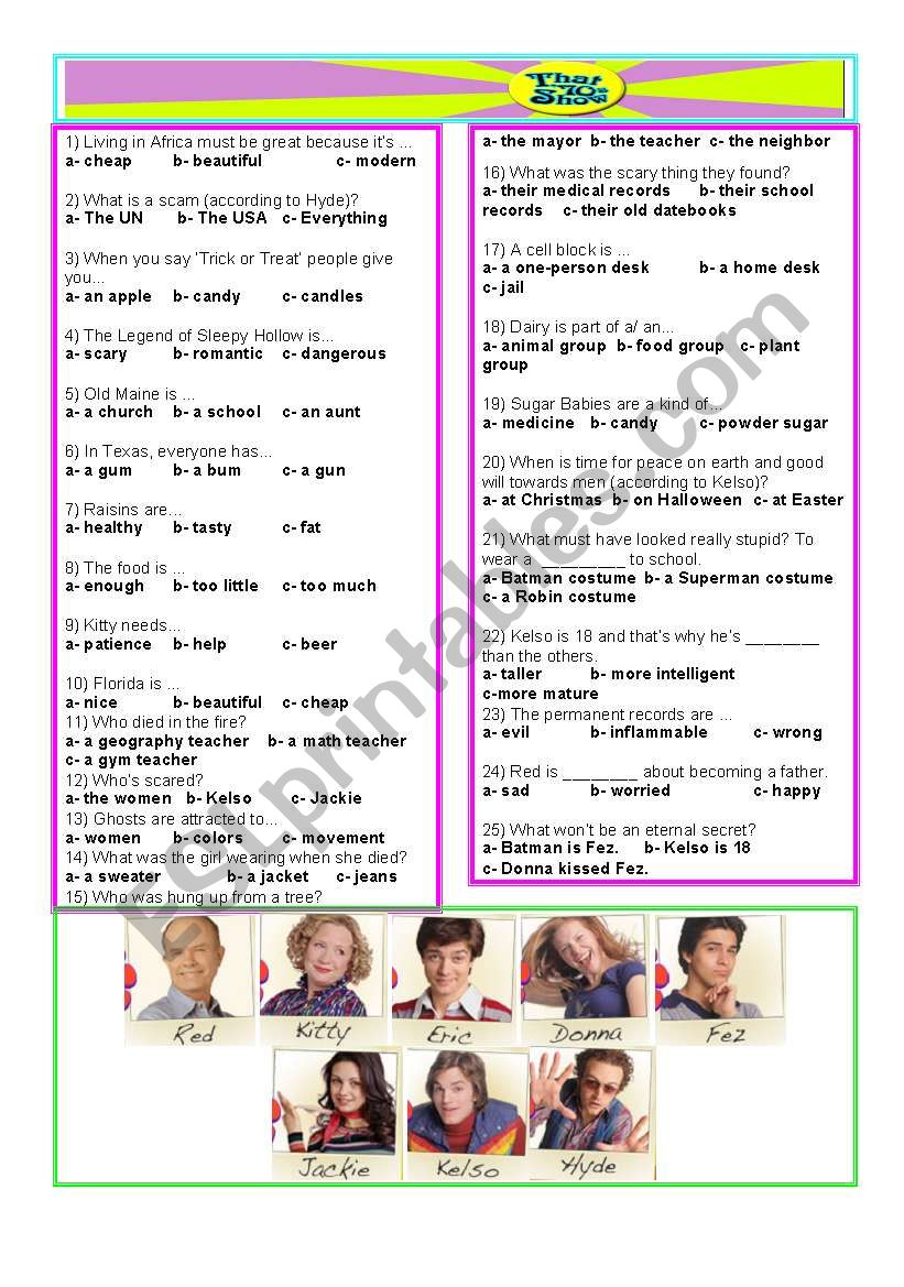 That 70s Show - Halloween worksheet