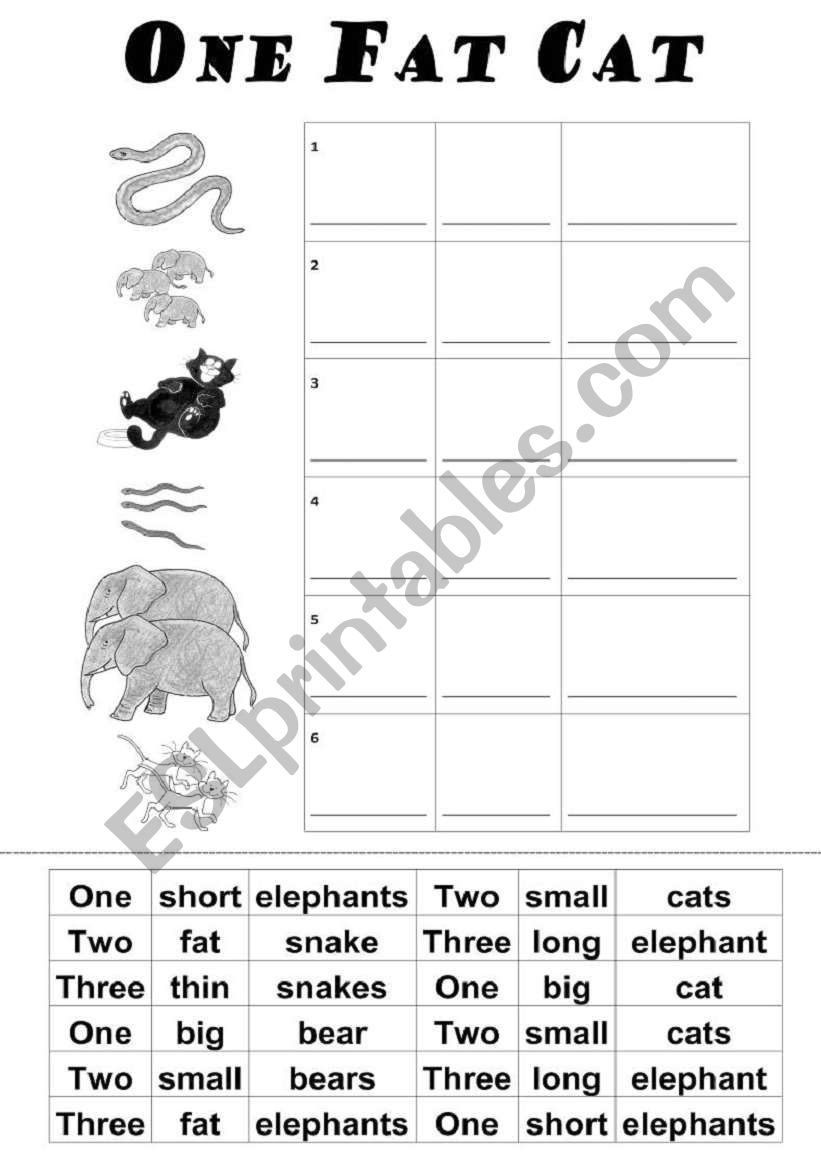 One Fat Cat worksheet