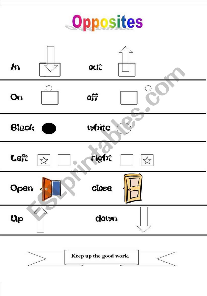 Opposites worksheet