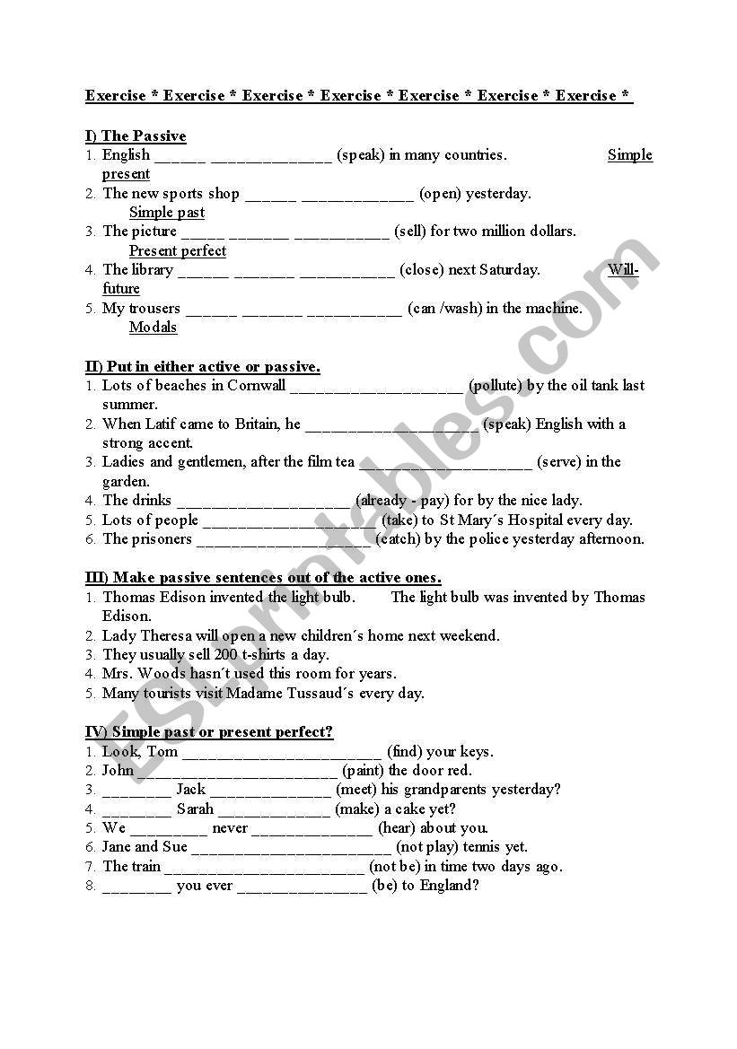 Passive worksheet