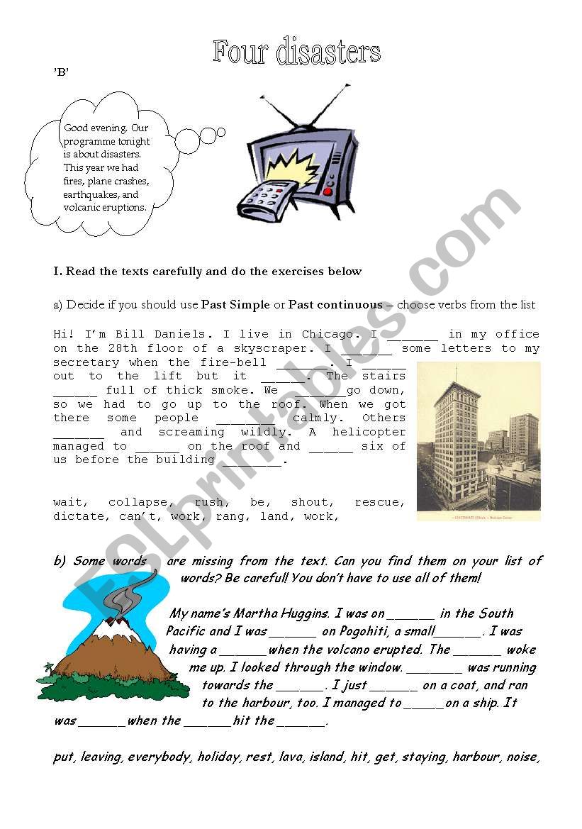 Four disasters worksheet