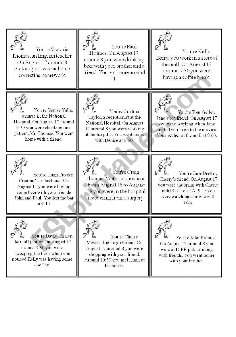 Detective game worksheet