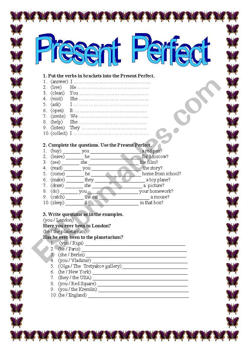 Present Perfect worksheet