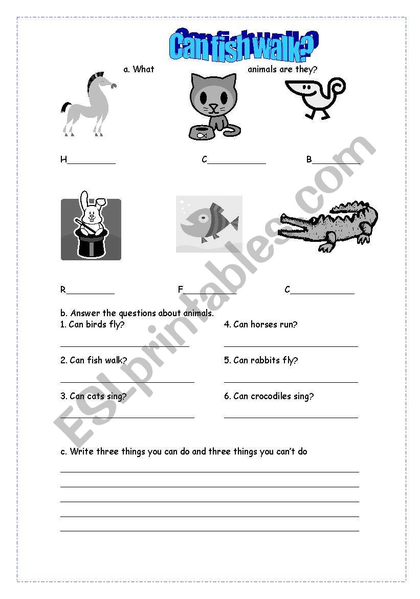 CAN - ANIMALS worksheet