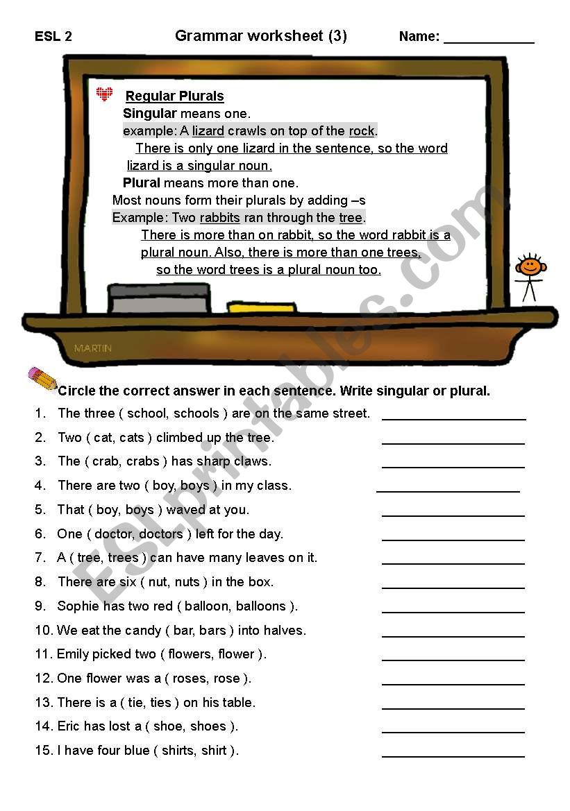 Regular Plurals ( Including days of the week )