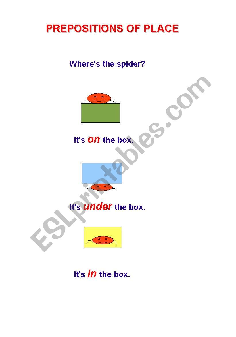 Prepositions of place worksheet