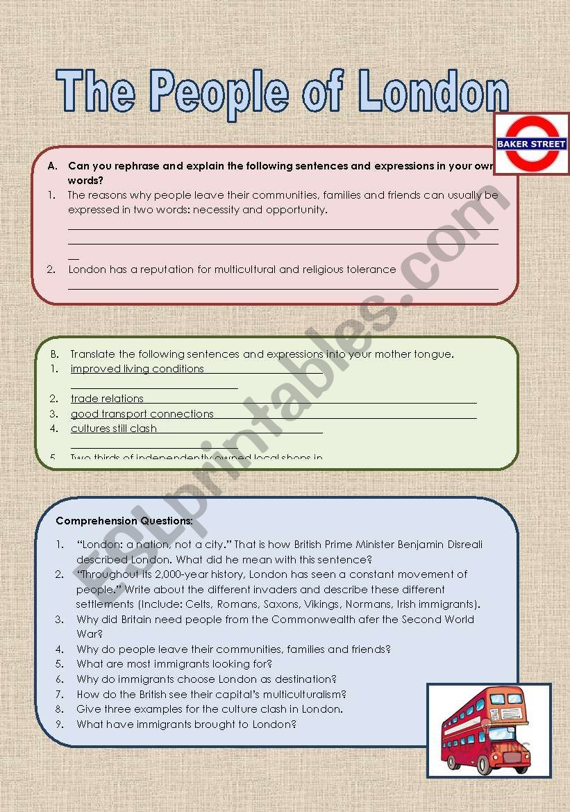 The People of London (exercises - 2/3)