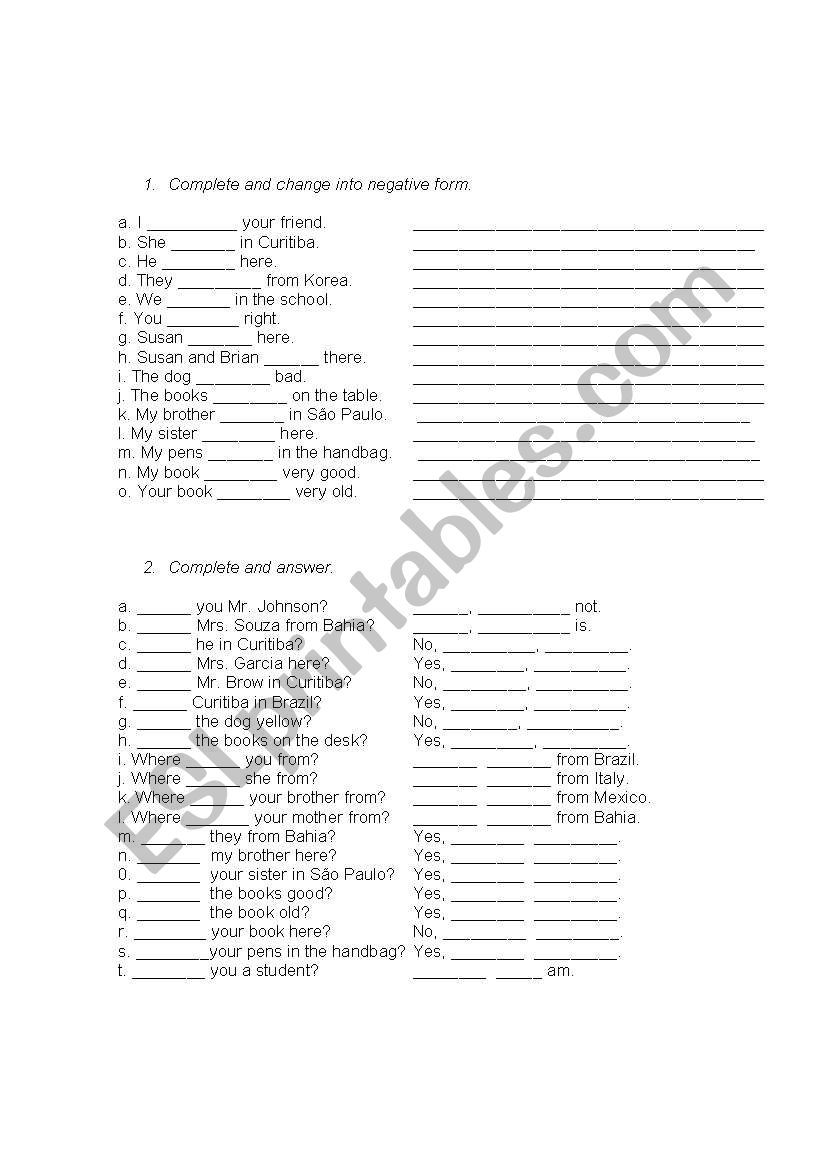 To be worksheet