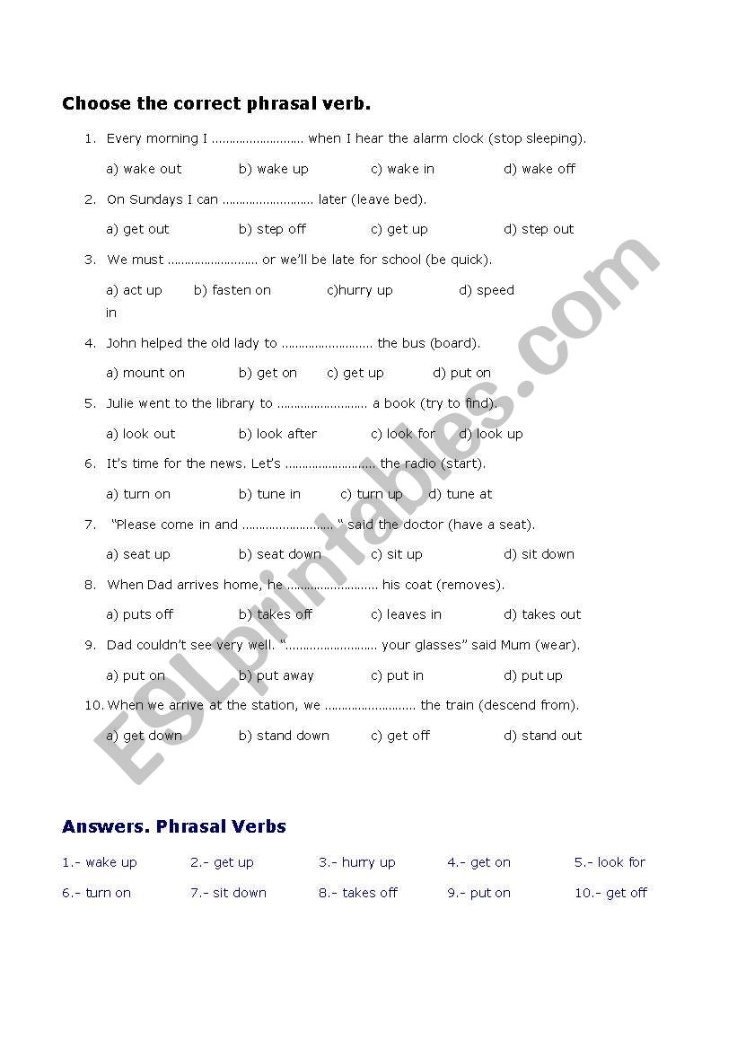 Phrasal Verbs worksheet