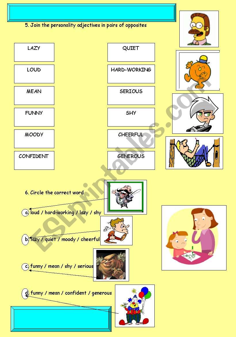 PERSONALITY ADJECTIVES 4/4 worksheet
