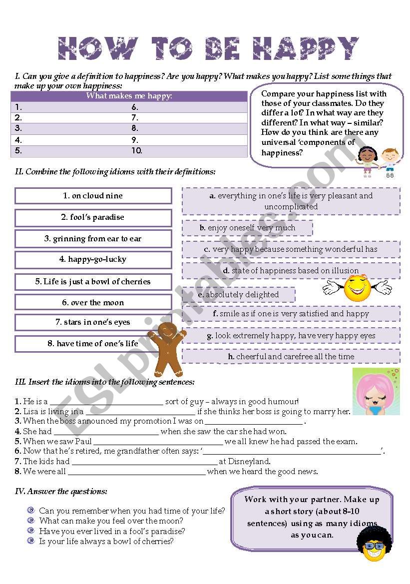 HOW TO BE HAPPY worksheet