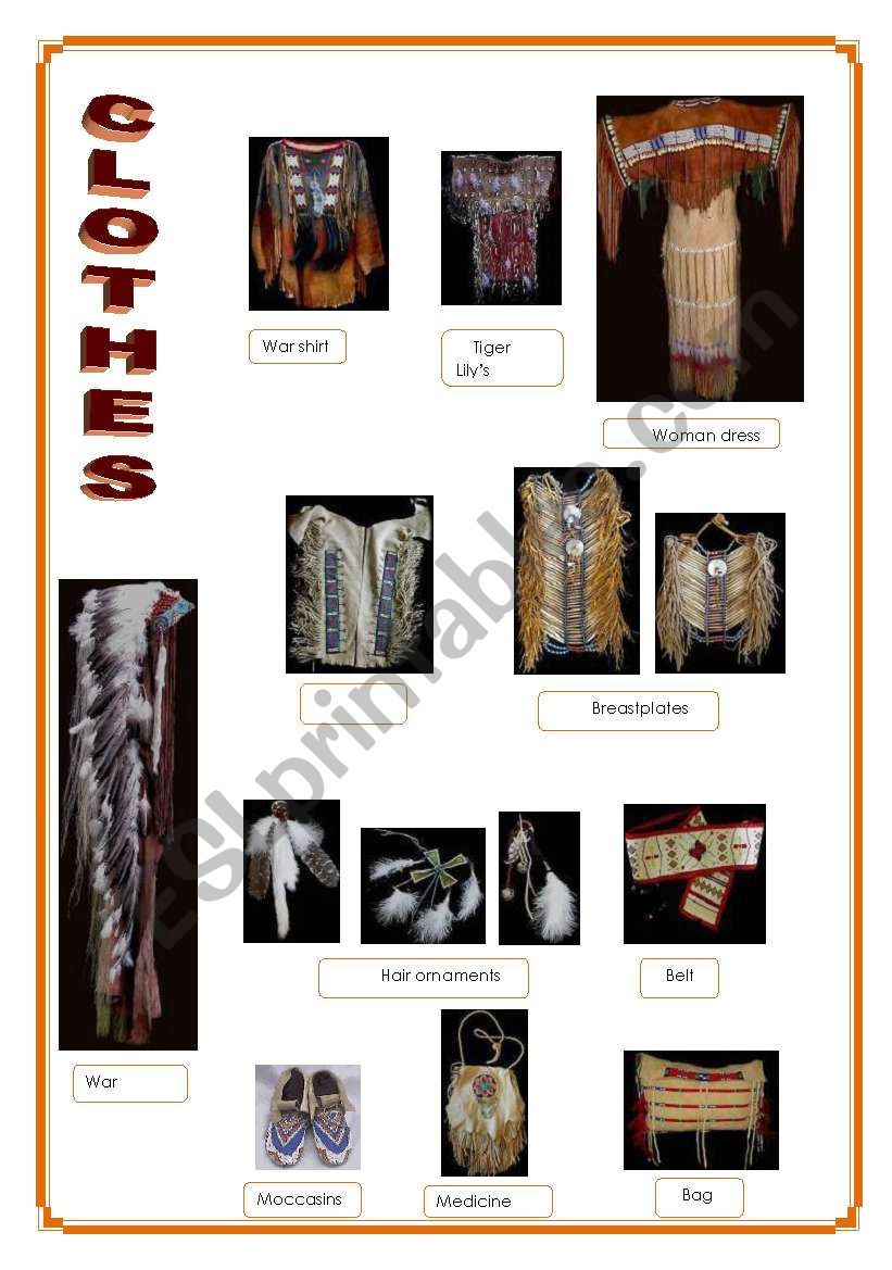 Indians  3/5  Clothes , Dances, Shelters (2 pages)