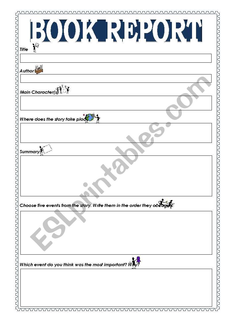 Book Report worksheet