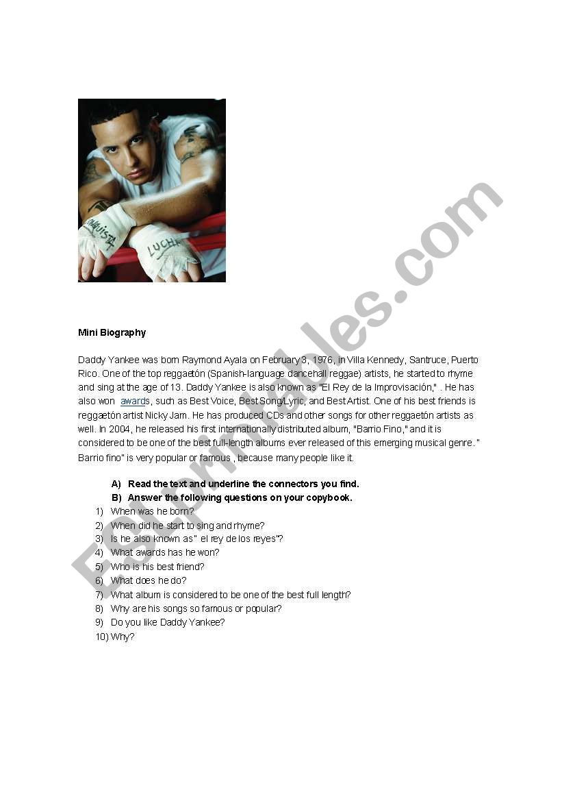 biography worksheet
