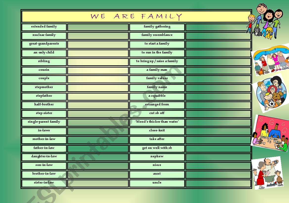 WE ARE FAMILY - reading, vocab 5 pages