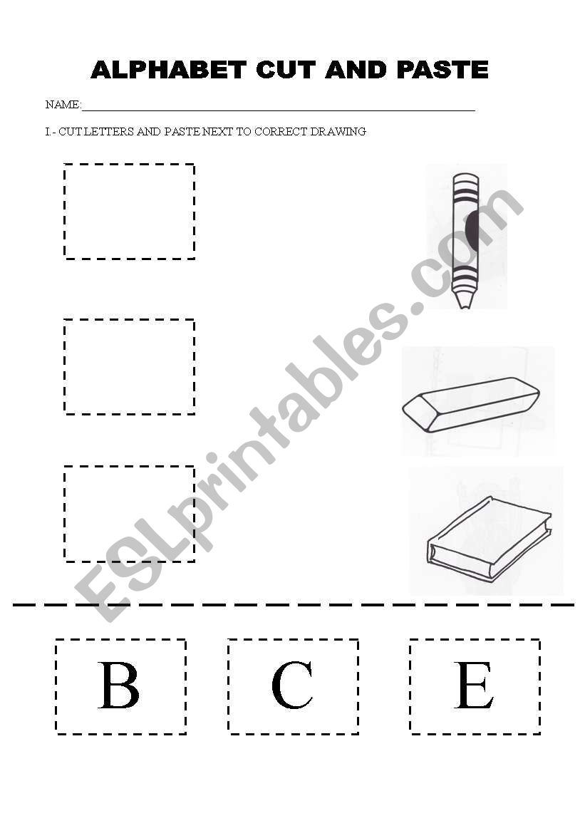 alphabet cut and  paste worksheet