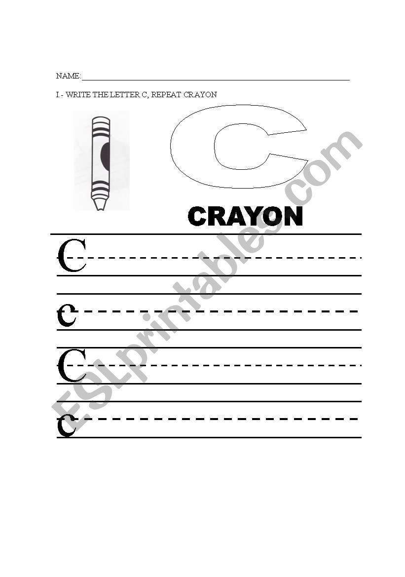 c as in crayon worksheet