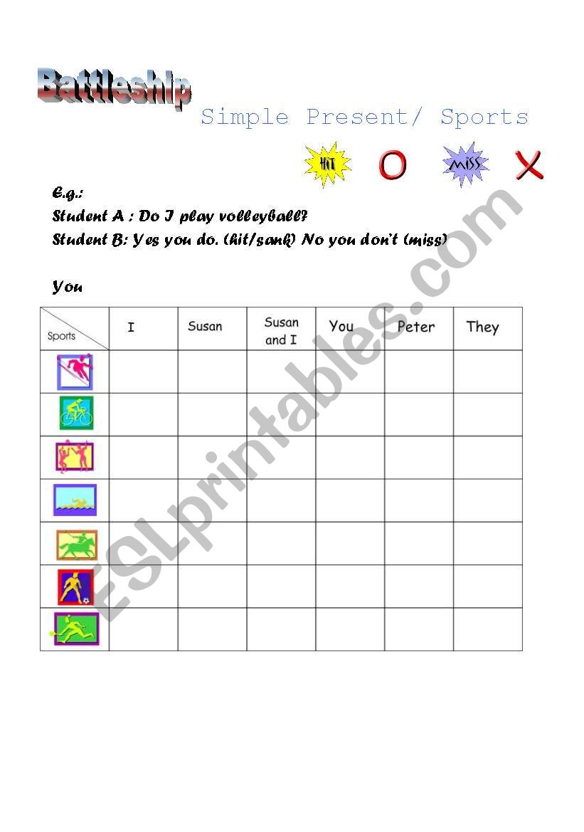 Battleship worksheet