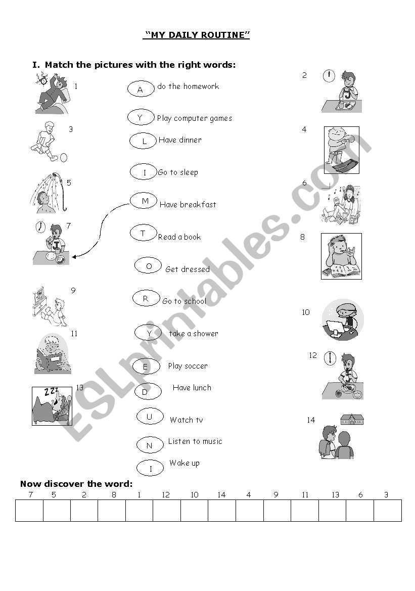 my daily routine  worksheet