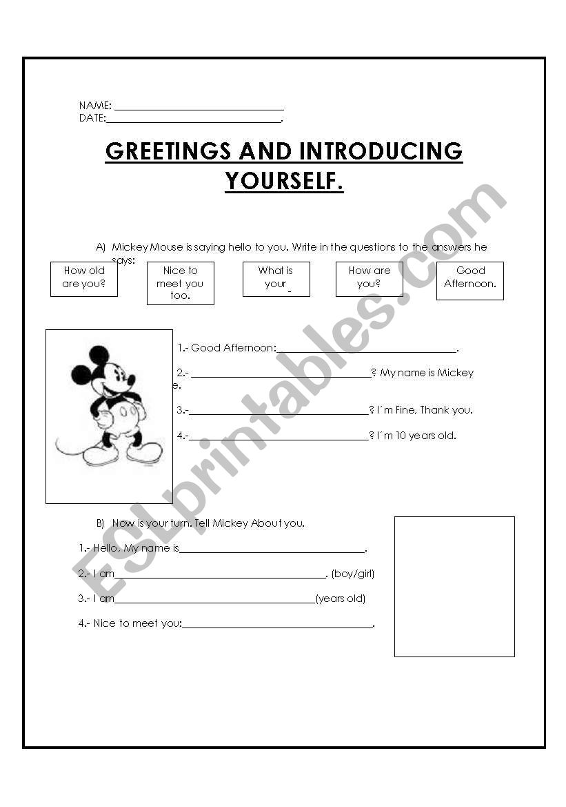 mickey mouse presentation worksheet