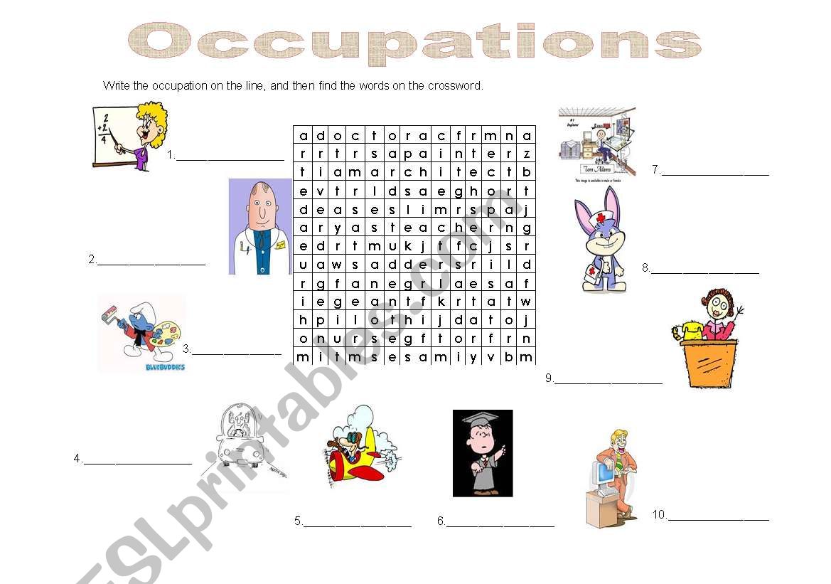 Occupations worksheet