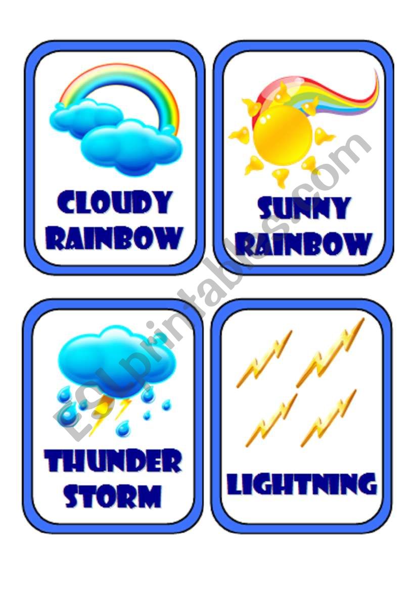 Set of 4 Weather Flashcards worksheet