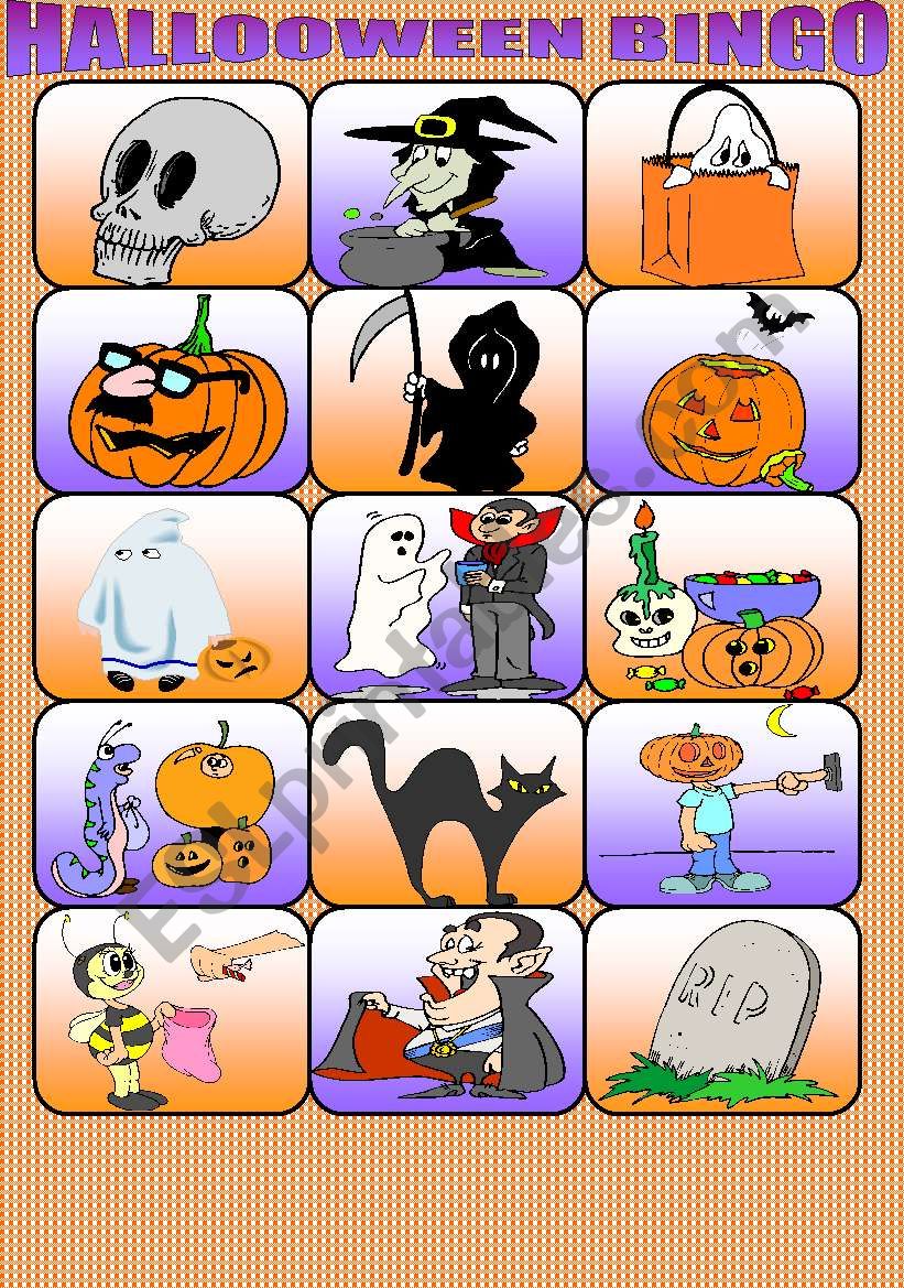 HALLOWEEN BINGO. PART 1 worksheet