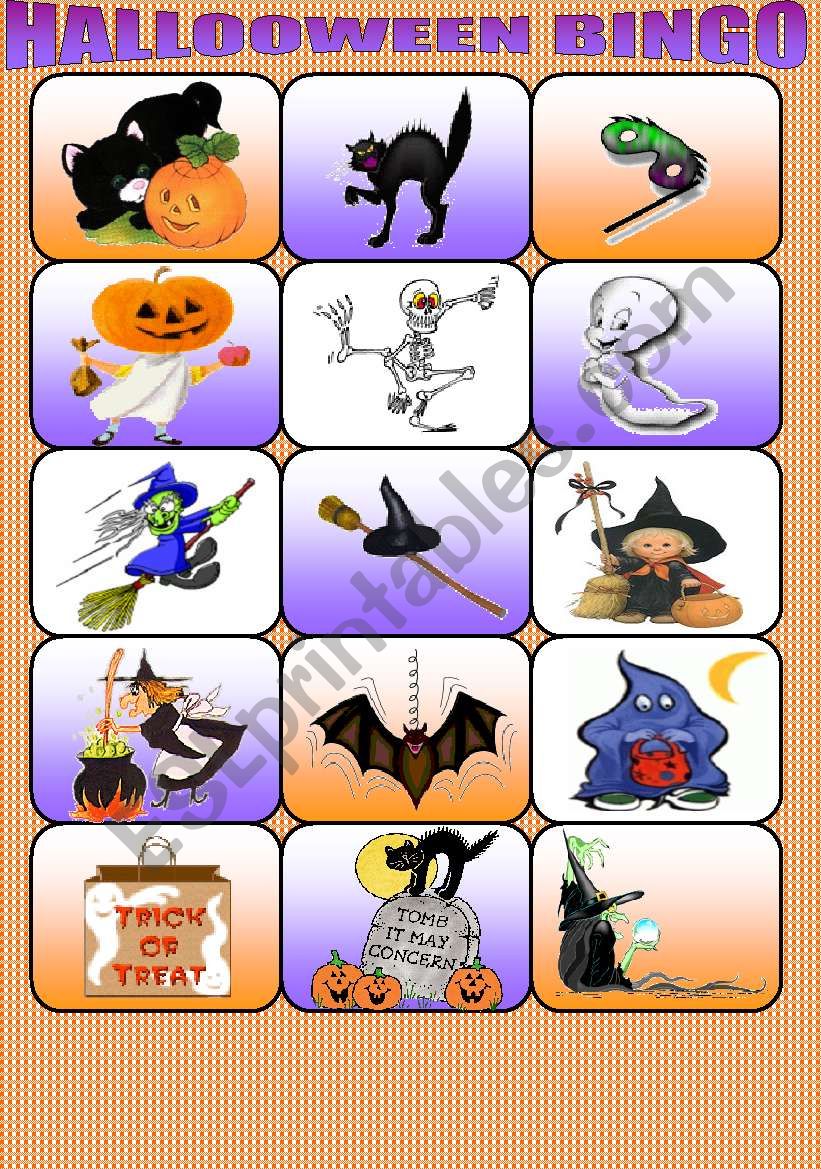 HALLOWEEN BINGO PART 2 worksheet