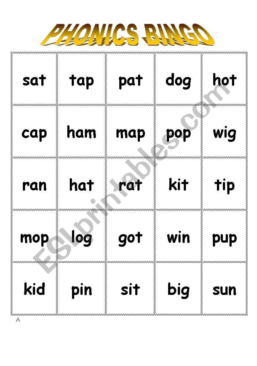 Phonics Bingo worksheet