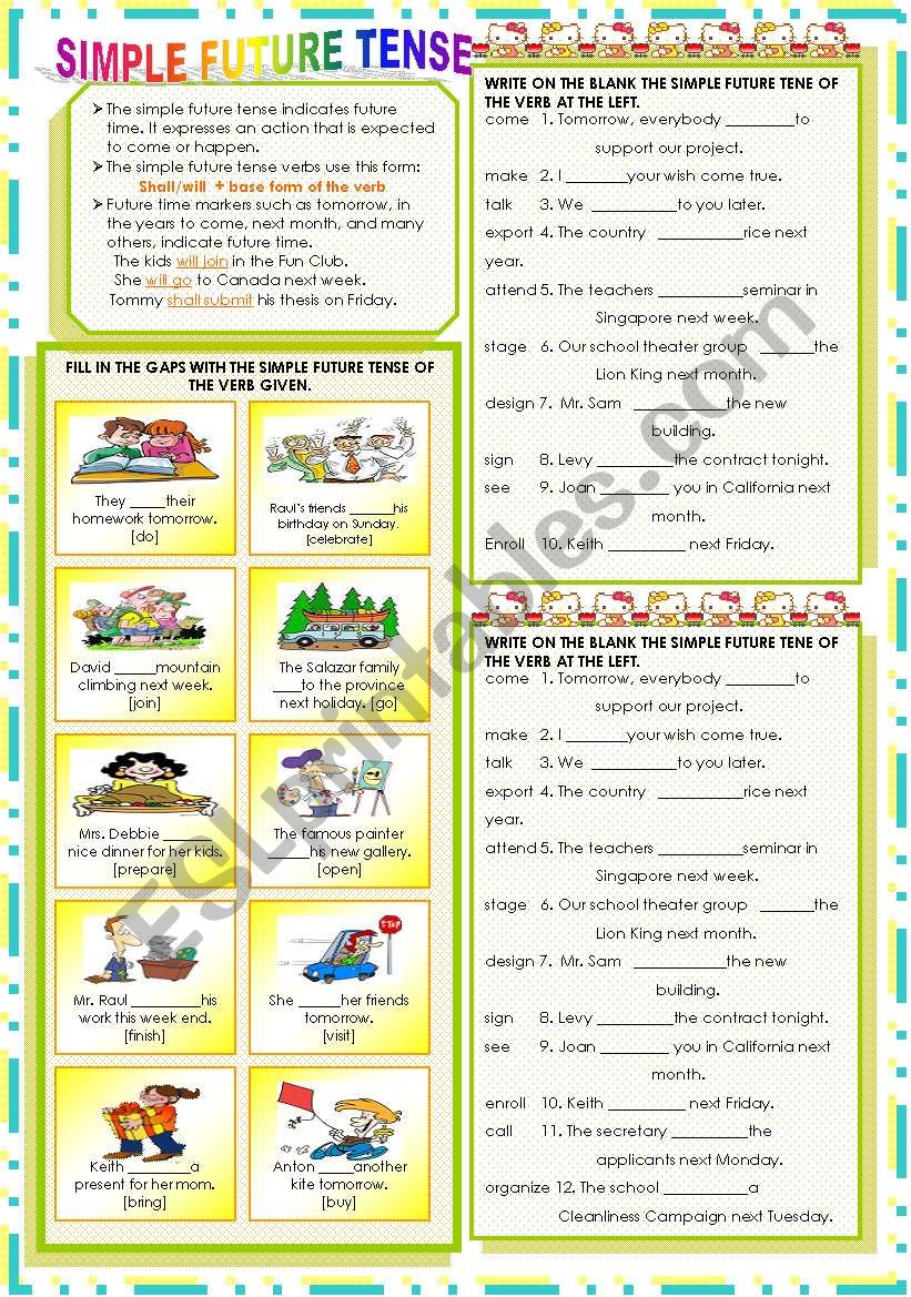 SIMPLE FUTURE TENSE worksheet