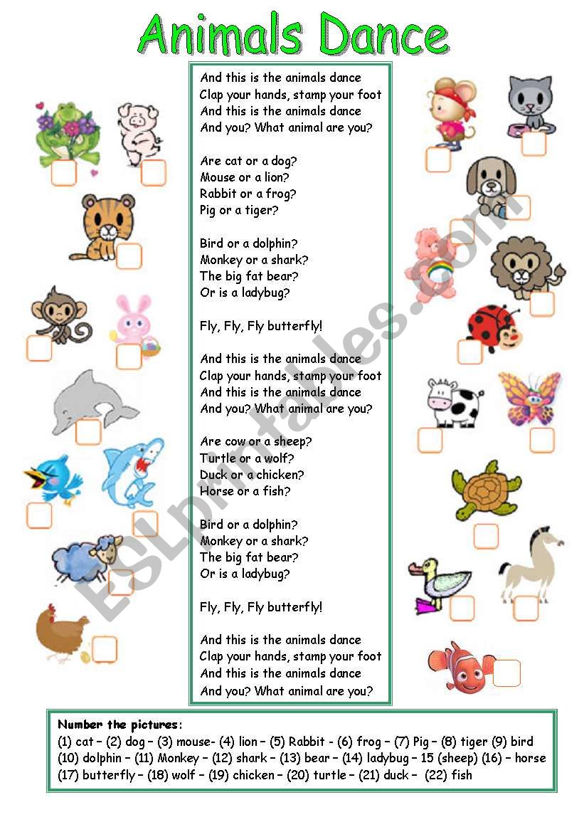 Animals Dance - (Song)  worksheet