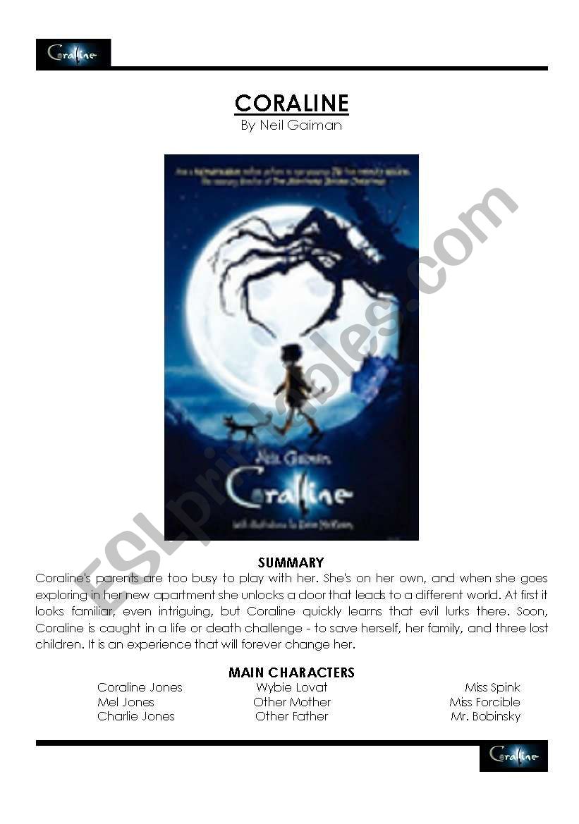 Coraline Movie Study Guide worksheet