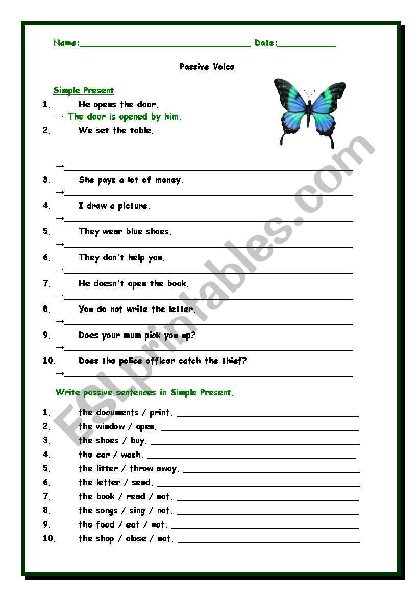 Passive Voice - Exercises 1 worksheet