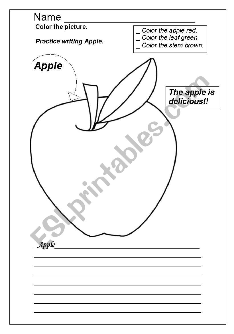 Fruit -Apple worksheet