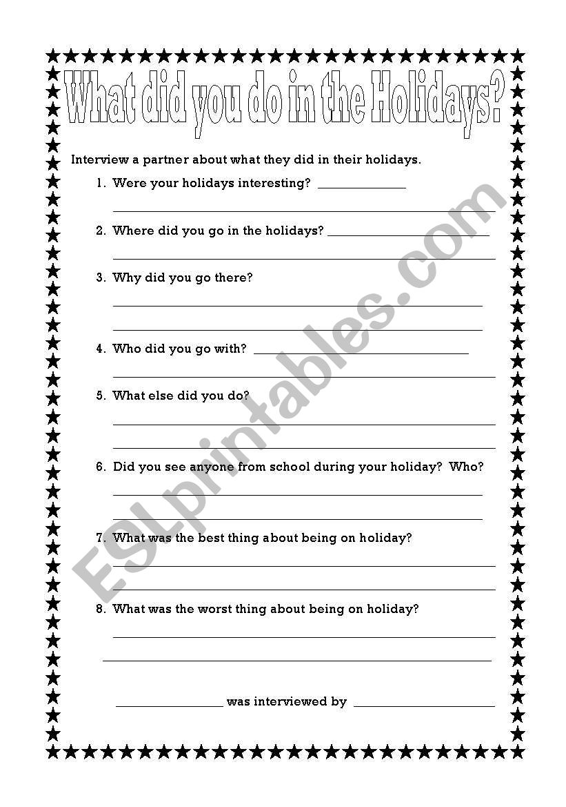 Interview sheet worksheet