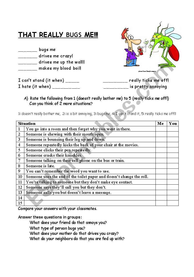 That Really BUGS Me! worksheet