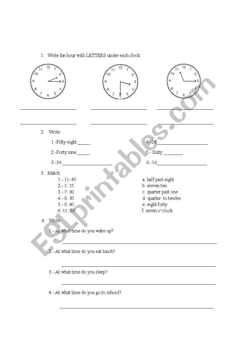 Time telling worksheet