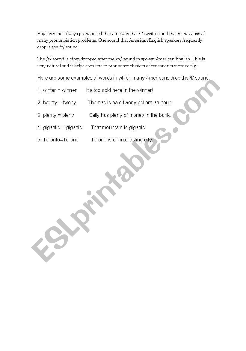 English pronouce worksheet