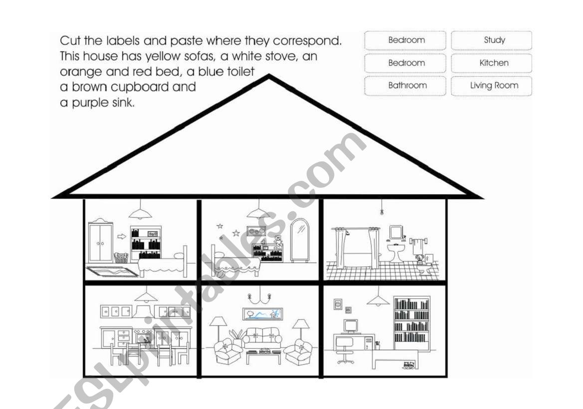 Rooms in the house worksheet