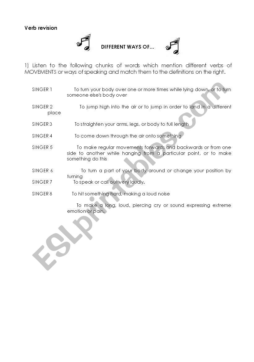 Listening - Verbs of movements