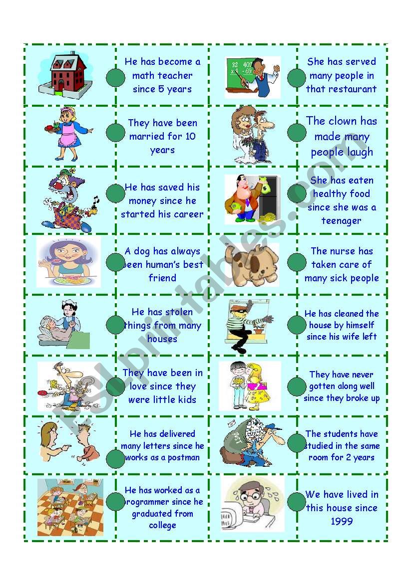 Present Perfect Domino worksheet