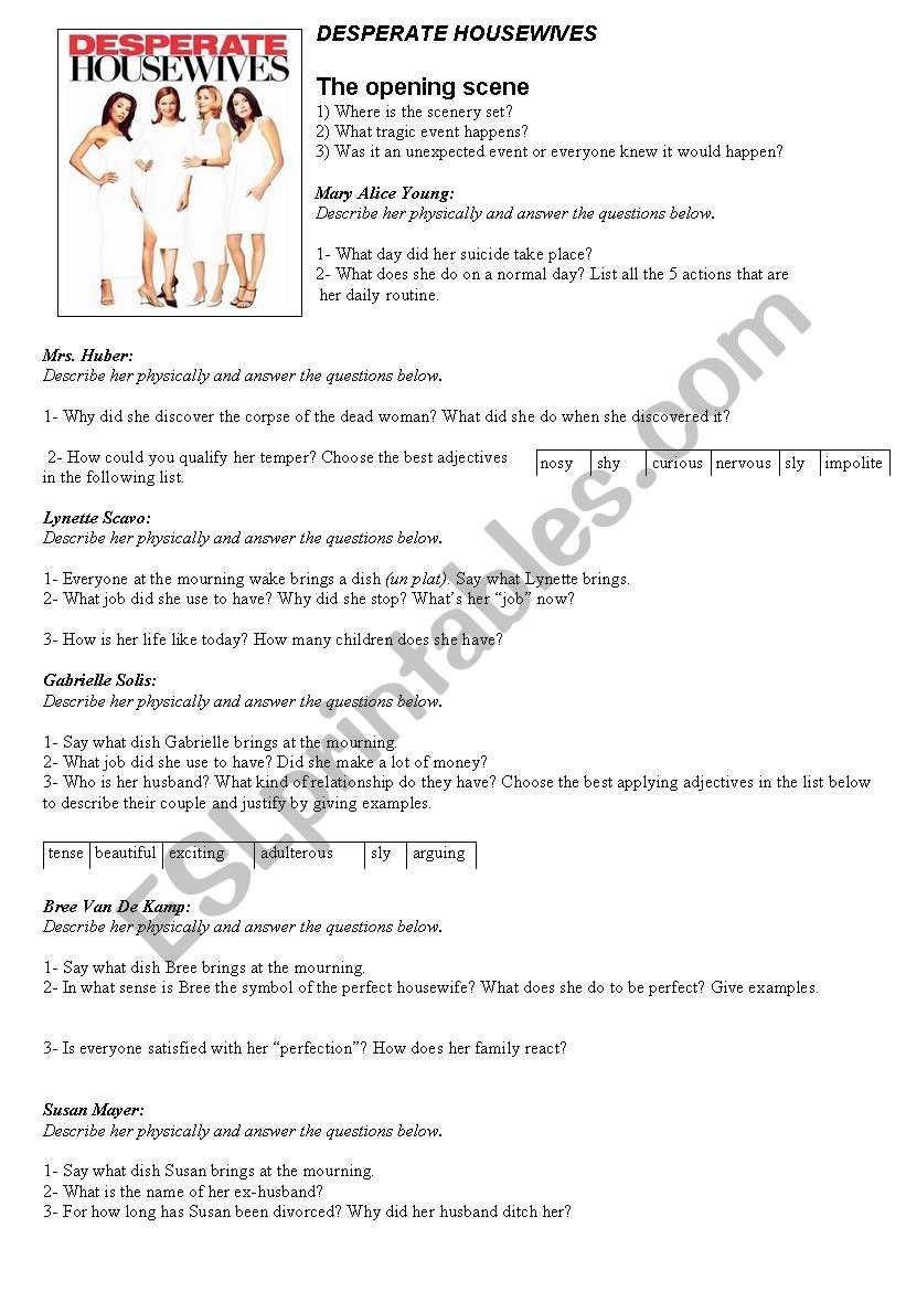 Desperate Housewives worksheet