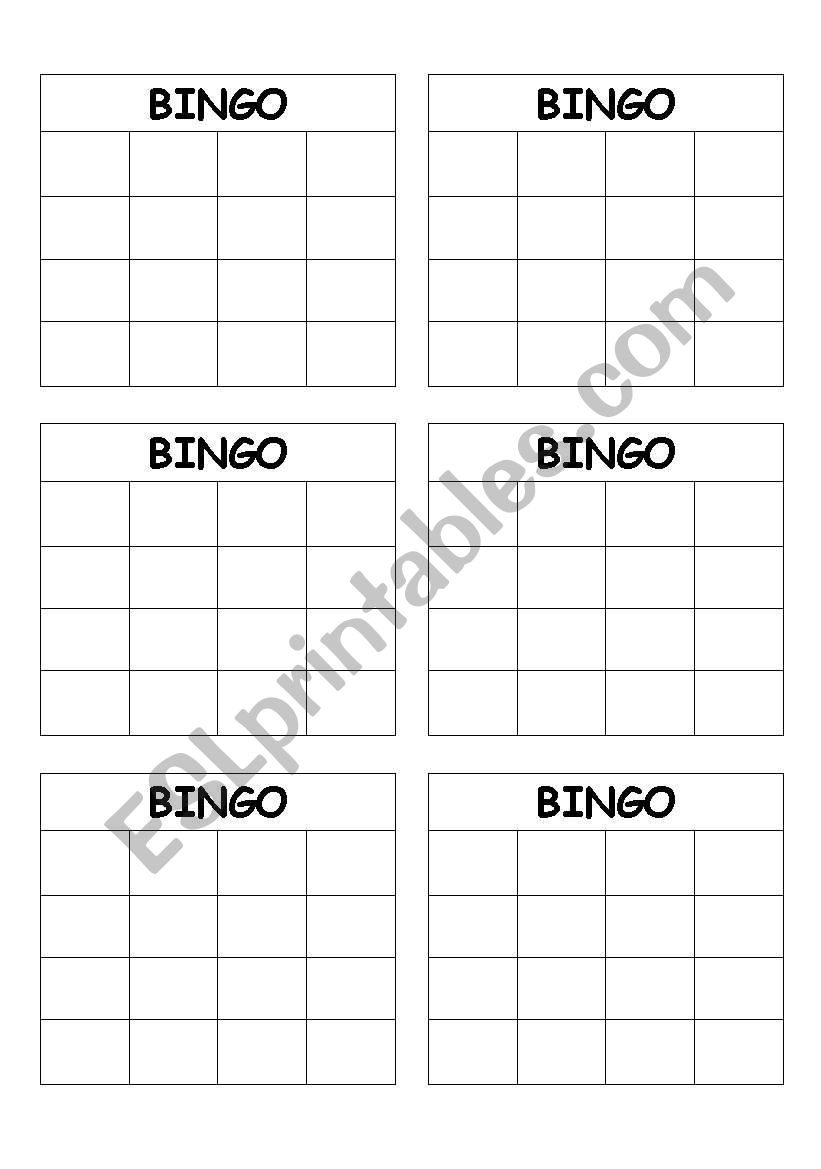 BINGO GAME worksheet